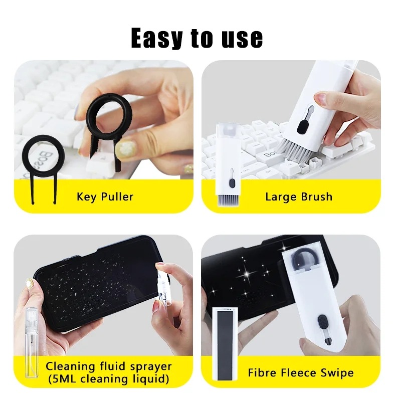 Electronic Cleaning & Dust Brush Kit – 7 in 1 Multifunction Cleaning Brush Set