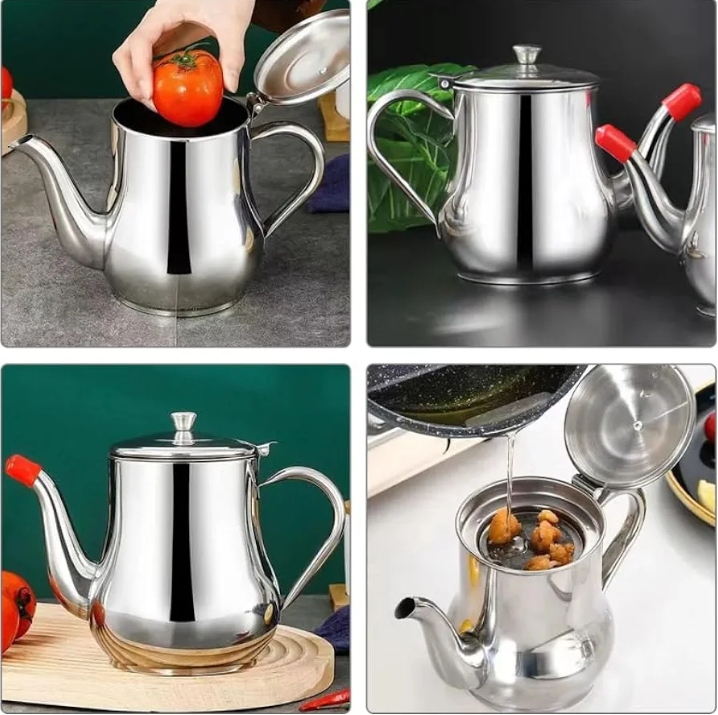 Stainless Steel Oil Strainer Pot - 550 ML