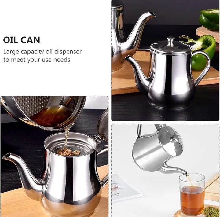 Stainless Steel Oil Strainer Pot - 550 ML